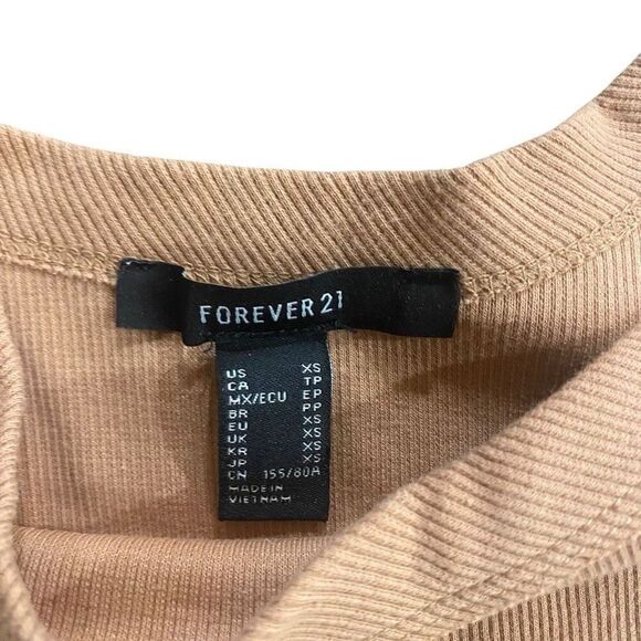Forever21 XS Y2K tan sleeveless tank ribbed - Picture 2 of 3